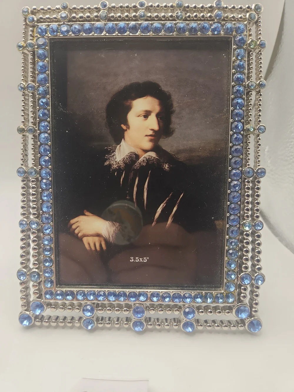 Decorative Blue and Silver Jeweled Photo Frame - Home AccentsSmall 3.5x3.5&3.5×5